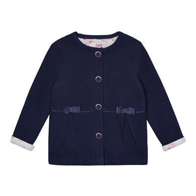 Girls' navy quilted bow applique jacket